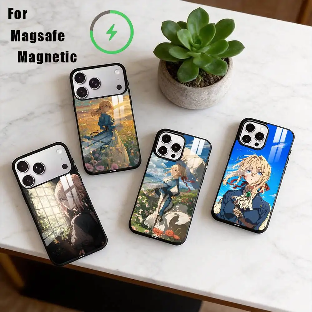 

V-Violet Evergarden Phone Case Magnetic with Magsafe Wireless Charging For iPhone17,16,15,14,13,12,11 Plus,Pro