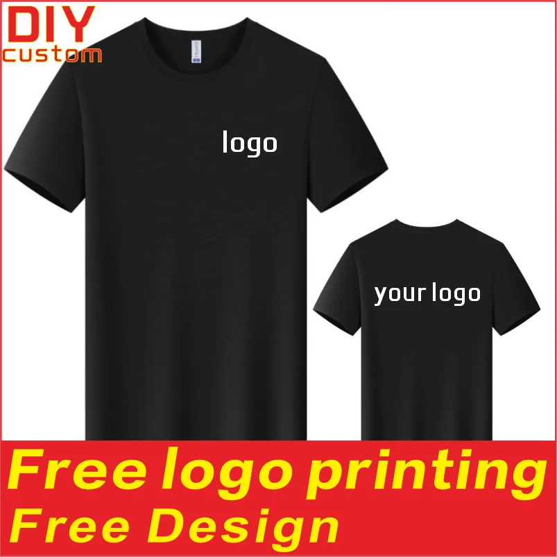 

Quick drying men's and women's sports elastic T-shirt shirt, outdoor round neck short sleeved shirt, printed logo embroidery
