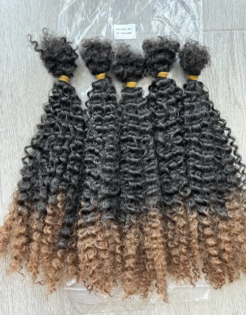 AHVAST Hair Bulk 100g T color 4C Afro Kinky Virgin Human Hair Bundles 100% Handmade Dreadlocks Extensions Bulk for Locs