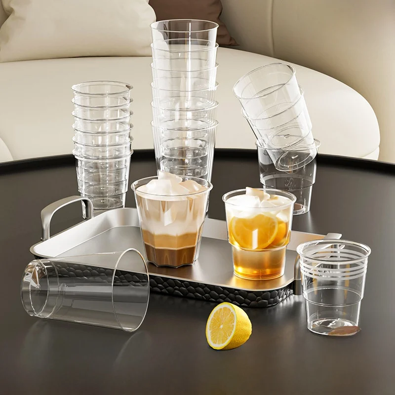Thickened Hardened Plastic Cup Space Tea Drinking Cup Transparent Beverage Alcohol Cup Air Travel Cup Disposable Cup