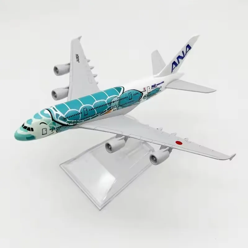 Flugzeugsimulation im Maßstab 1:400, 16 cm, Meeresschildkröte, Japan ANA Airlines, A380, Legierungsmetall, Flugzeugmodell, Nachbildung mit Basisdekoration, Geschenk