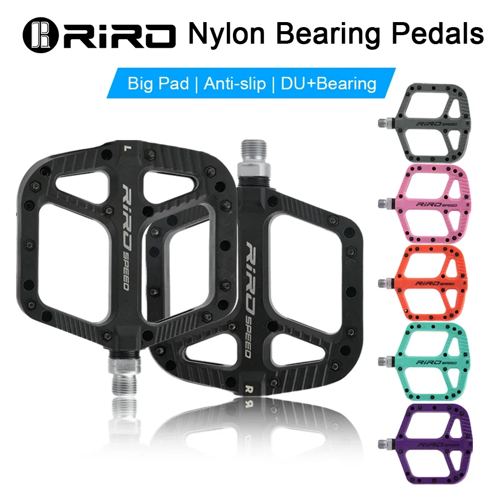 RIRO NL75 High Strength Nylon Bicycle Pedal DU+Seal Bearings Structure Mountain Bike Pedals M14 Thread Non-Slip Cycling Pedal