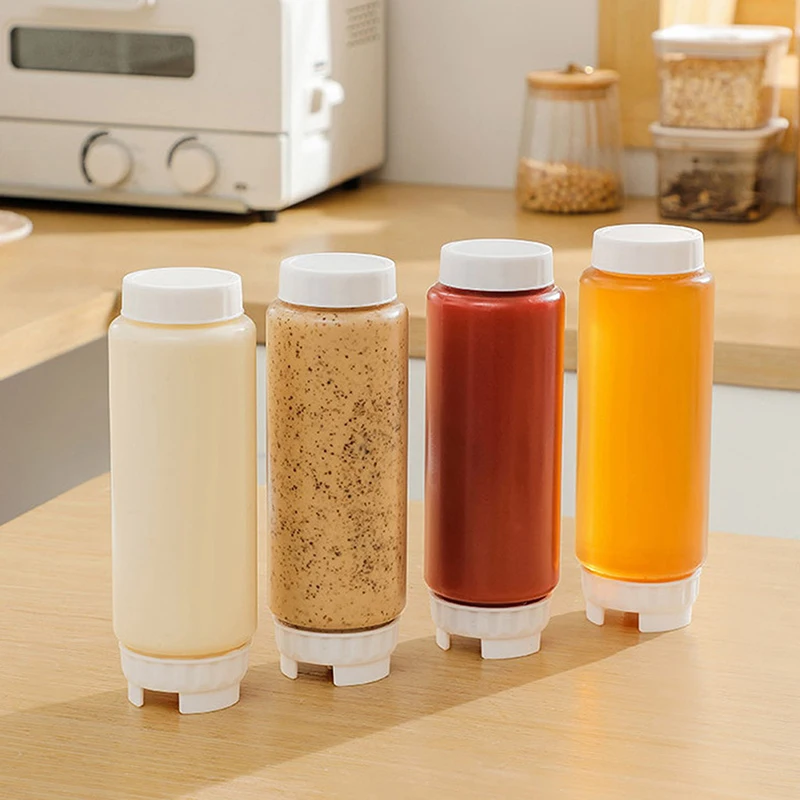 500 مللي موزع الصلصة سعة كبيرة مزدوجة رئيس زجاحة ضغط زجاجة زيت زيتون موزع زجاجة تخزين أواني المطبخ #5