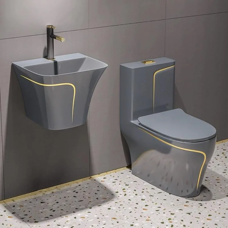 Color toilet ceramic bathroom siphon water-saving deodorant pumping toilet large diameter anti-splashing water