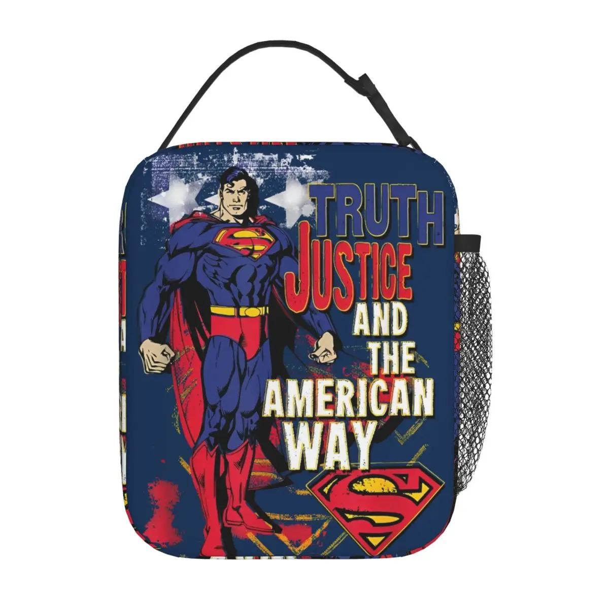 

Supermans Truth Justice Insulated Lunch Bags Portable Lunch Container Thermal Bag Tote Lunch Box College Outdoor Bento Pouch