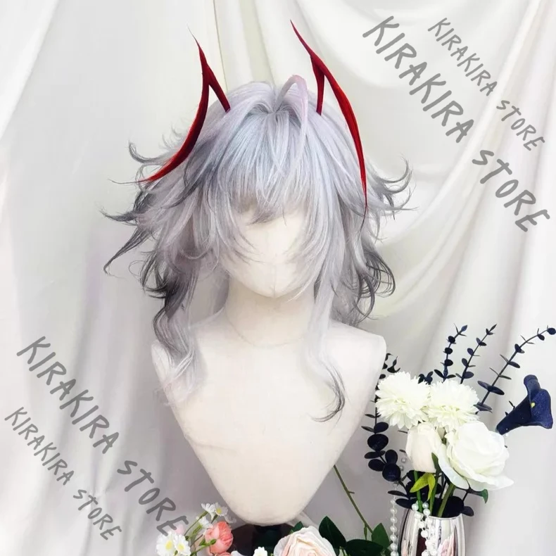 

Arknights Wiš'adel Cosplay Costumes Hairpiece Periwig Fitting Styled Wig Model Hallowmas Wigs Headwear Comic-con