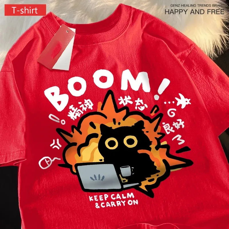 Loses Kurzarm-T-Shirt für Herren/Damen, 2024, neues amerikanisches Ins-Harajuku-Retro-bedrucktes Top