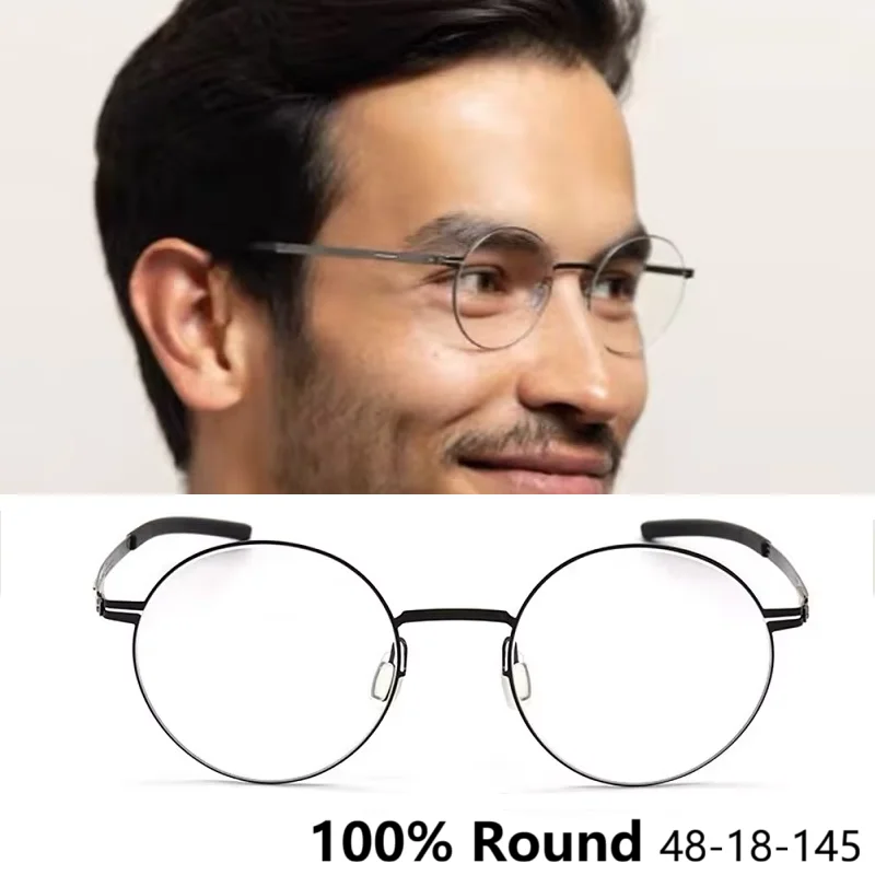 

Classic Round Glasses Frame Men Women Light Super Thin Eyeglasses Spectacle Stainless Steel Germany Brand Designer Oroshi New