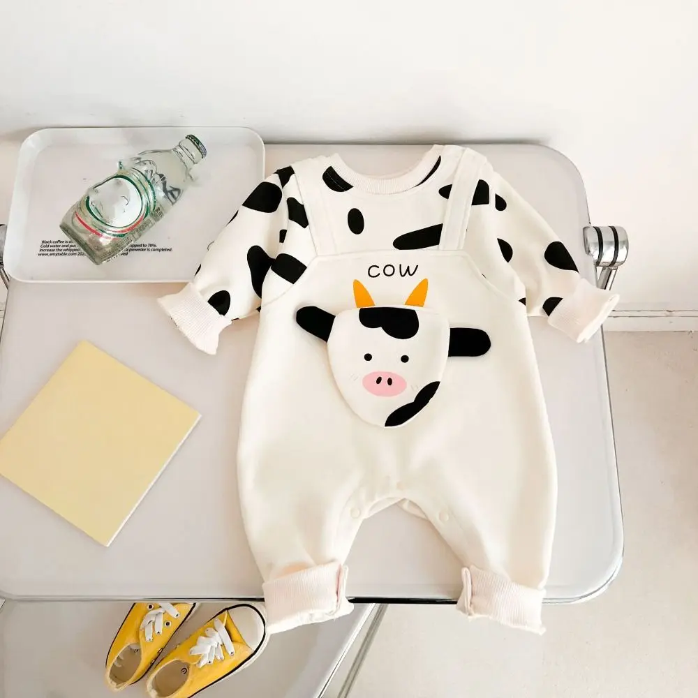 

Cute Long Pants Cow Baby Romper Casual Outfit Infant False Two-pieces Jumpsuit Soft Cotton Trousers Climb Bodysuit Boy Girl