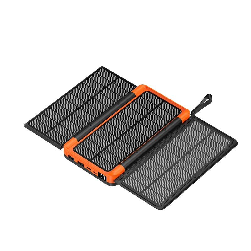 

Foldable Solar Power Bank 20000mAh Qi Wireless Charger Powerbank for iPhone 14 13 Pro Samsung Huawei Xiaomi Poverbank with Light