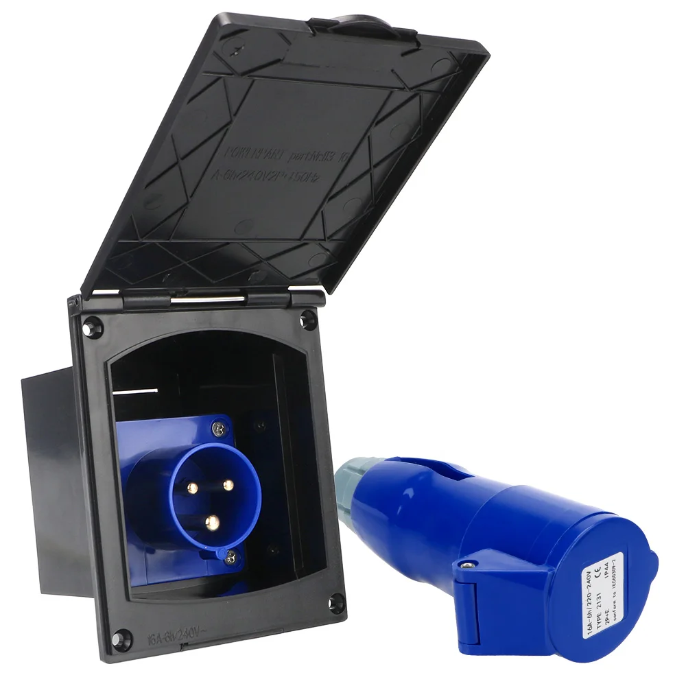 Motorhome Main Inlet Socket 220V-240V 16A Waterproof External Flush Hook Up Plug Socket With Cover for RV Camper Marine