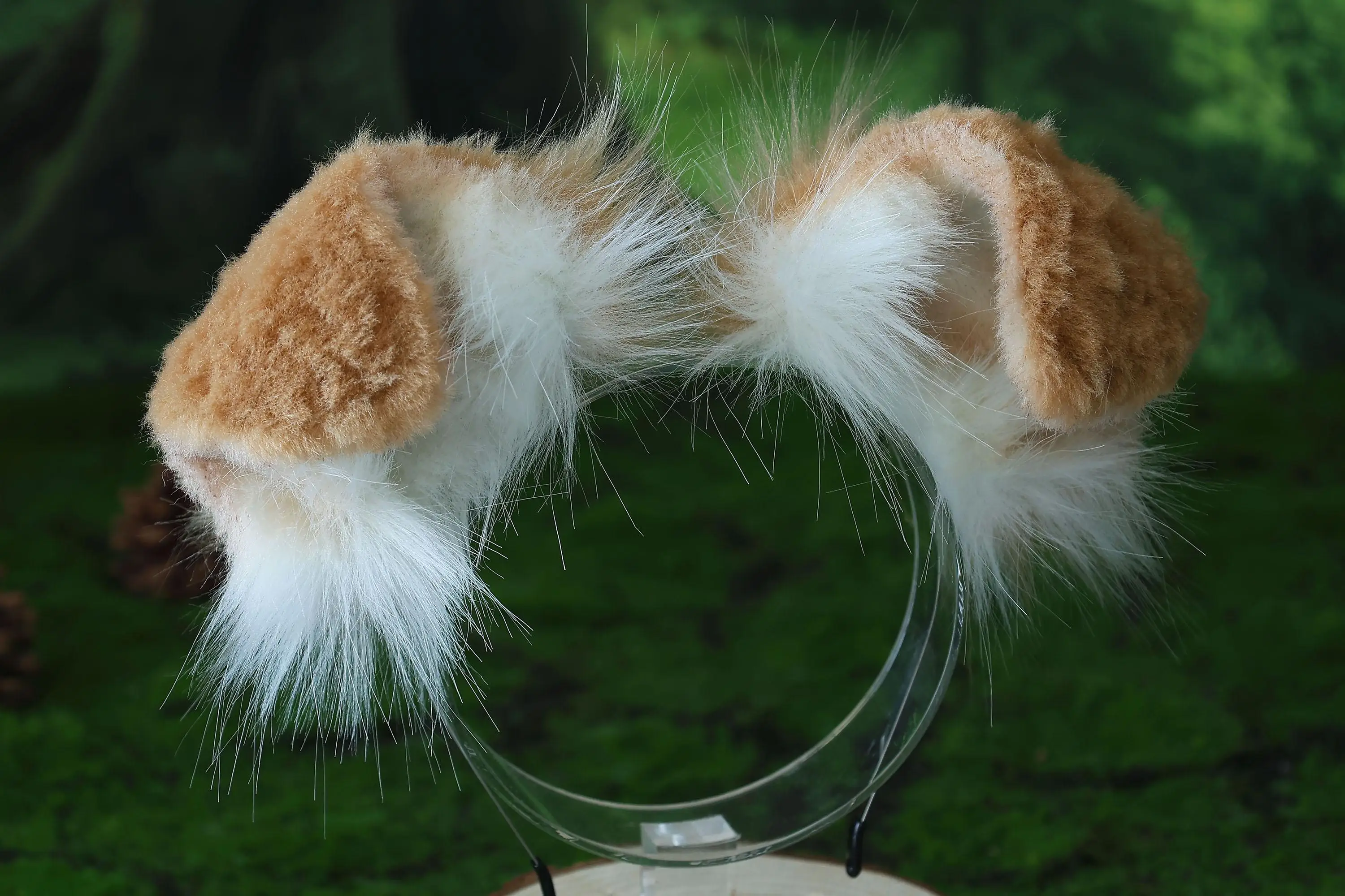 Gold and white sheepdog ears and tail set, dog cosplay costume, animal ear headband, faux fur tail, Halloween accessories 6