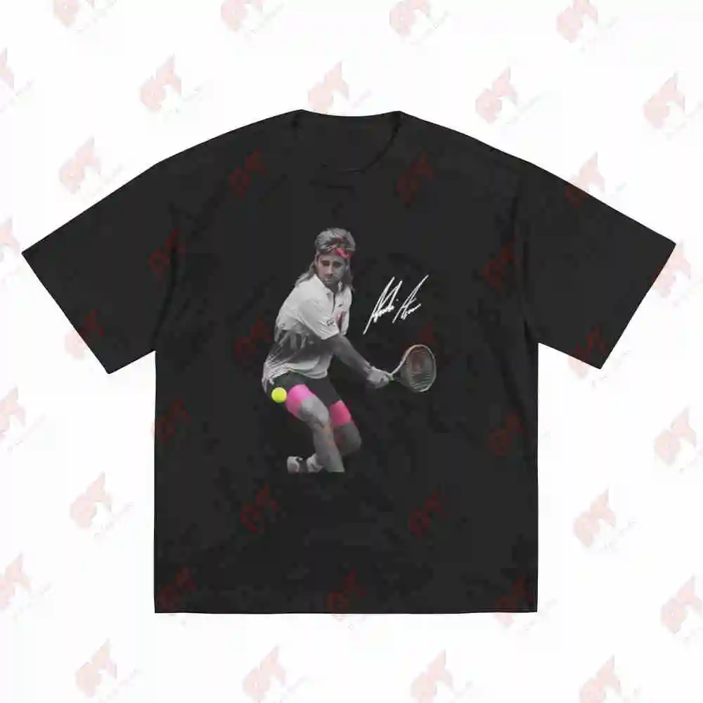 Andre Agassi Retro Swagger Neon Court Short Sleeve Tee 100% Cotton T-Shirt