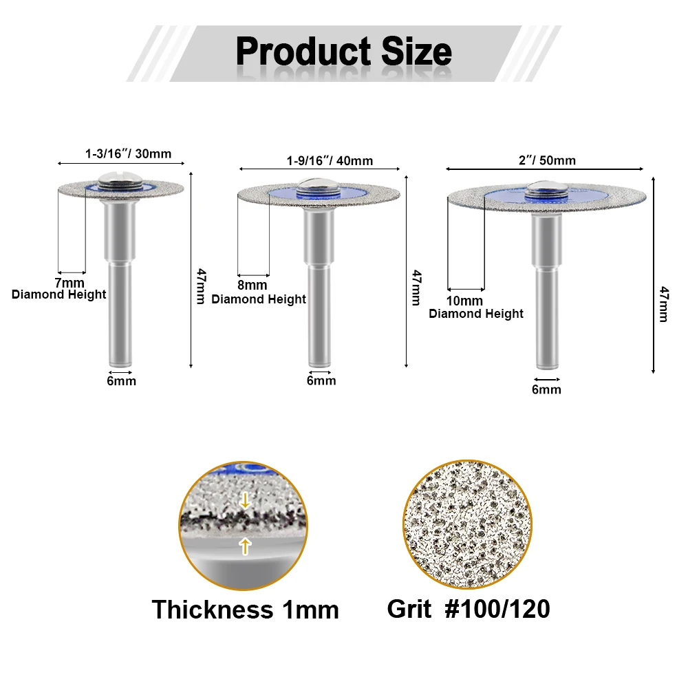 SHDIATOOL 30/40/50mm diamant pila čepel gravírování akryl odnímatelný stopka mini broušení disk sklo řezbářský keramika broušené sklo  dlážděná