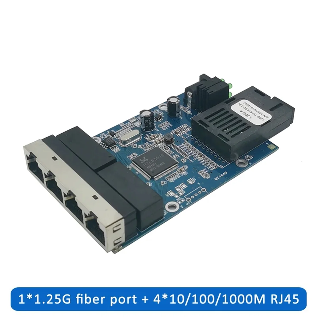 Fiber Ethernet Switch Media Converter Fiber Optical Media Fiber Port 1F4E 1G4E PCBA 10/100/1000M