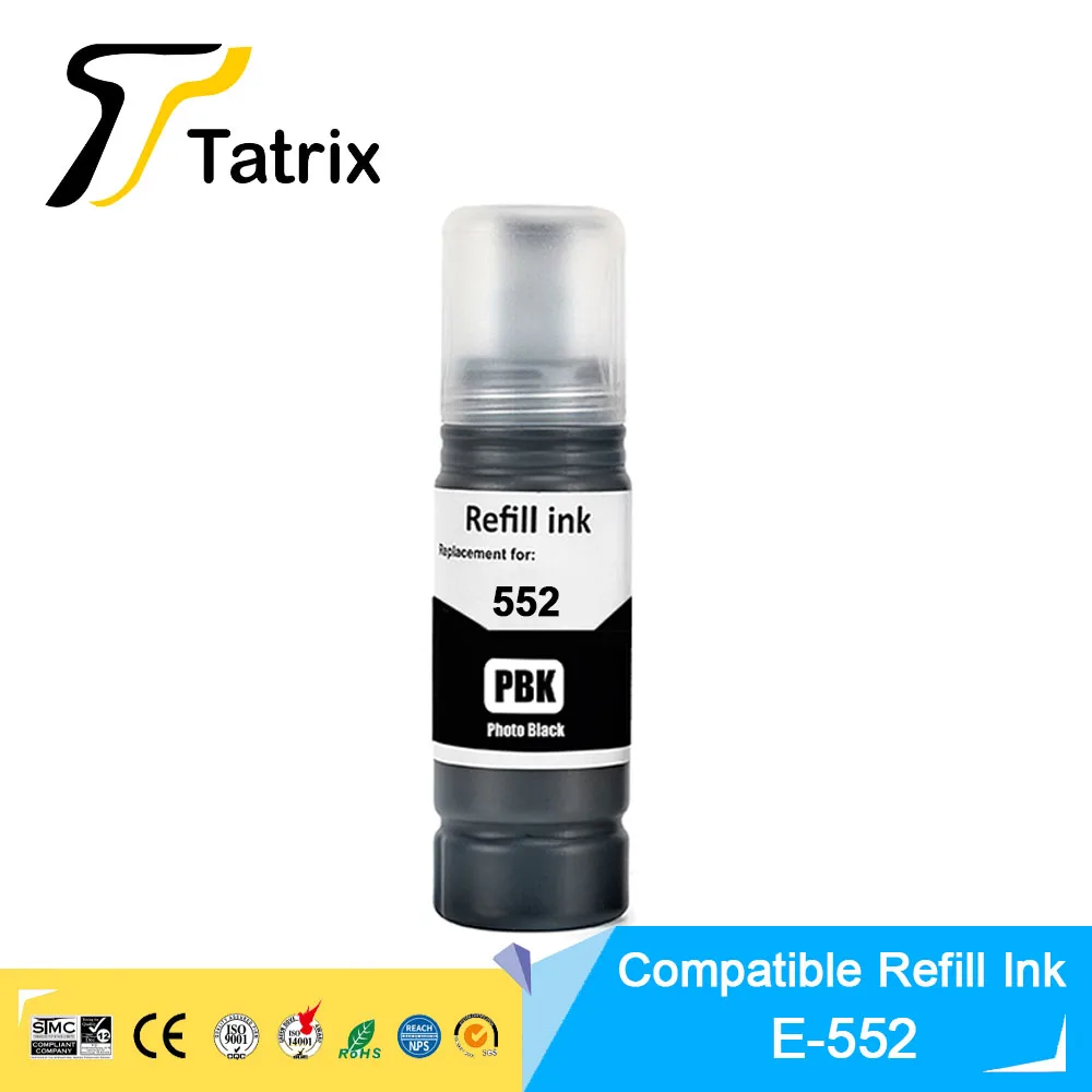 Imagem -06 - Tatrix 552 Compatível Cor Garrafa de Recarga de Tinta a Granel T552 552 Tinta de Impressão à Base de Água para Epson Ecotank Et8500 Et9550 Impressora