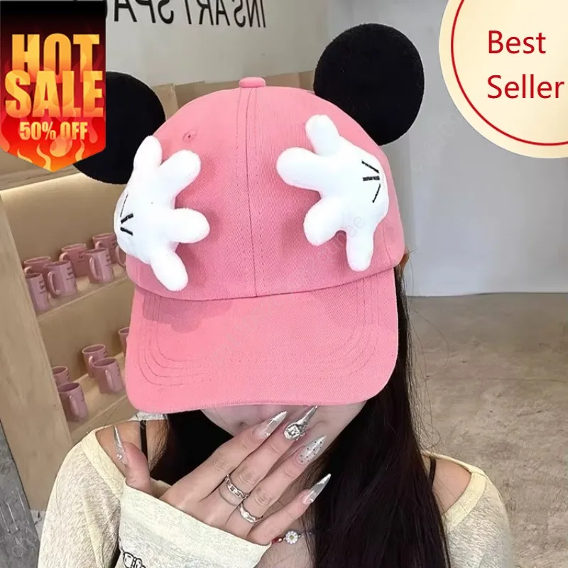 

Дисней мультфильм милый Микки Маус уши рука покрытие лицо бейсболка повседневная мода спорт на открытом воздухе солнцезащитная кепка подарок девушке