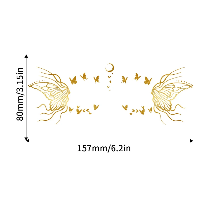 ملصقات على شكل فراشة لامعة وشم للوجه وشم ذهبي مؤقت معدني شارات مكياج مقاومة للماء لمهرجانات حفلات الفتيات