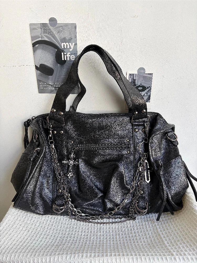 Y2K Portable Shoulder Bags for Women Large Capacity Crossbody Bag Original Locomotive Bag Personality Tote Bag