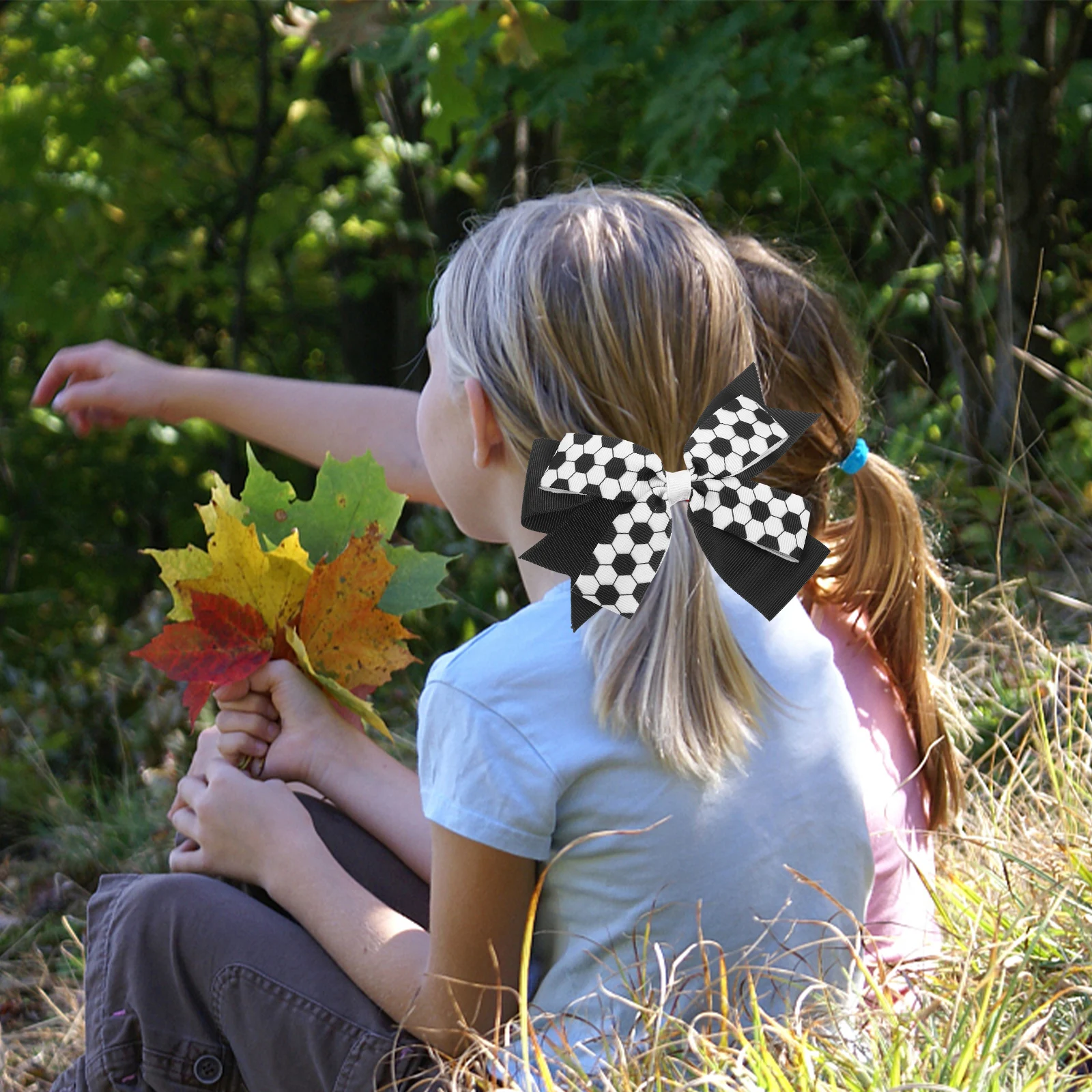 

4pcs Ties Exquisite Bows Girls Soccer Accessories Elastic Ropes Black White Long Short Hair Daily Party Hair Care Styling