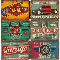 Route 66 Car Metal Dad's Garage Metal Tin Signs Poster Vintage Tinplate Retro Plaque Garage Man Cave Tire Shop Wall Art Decor