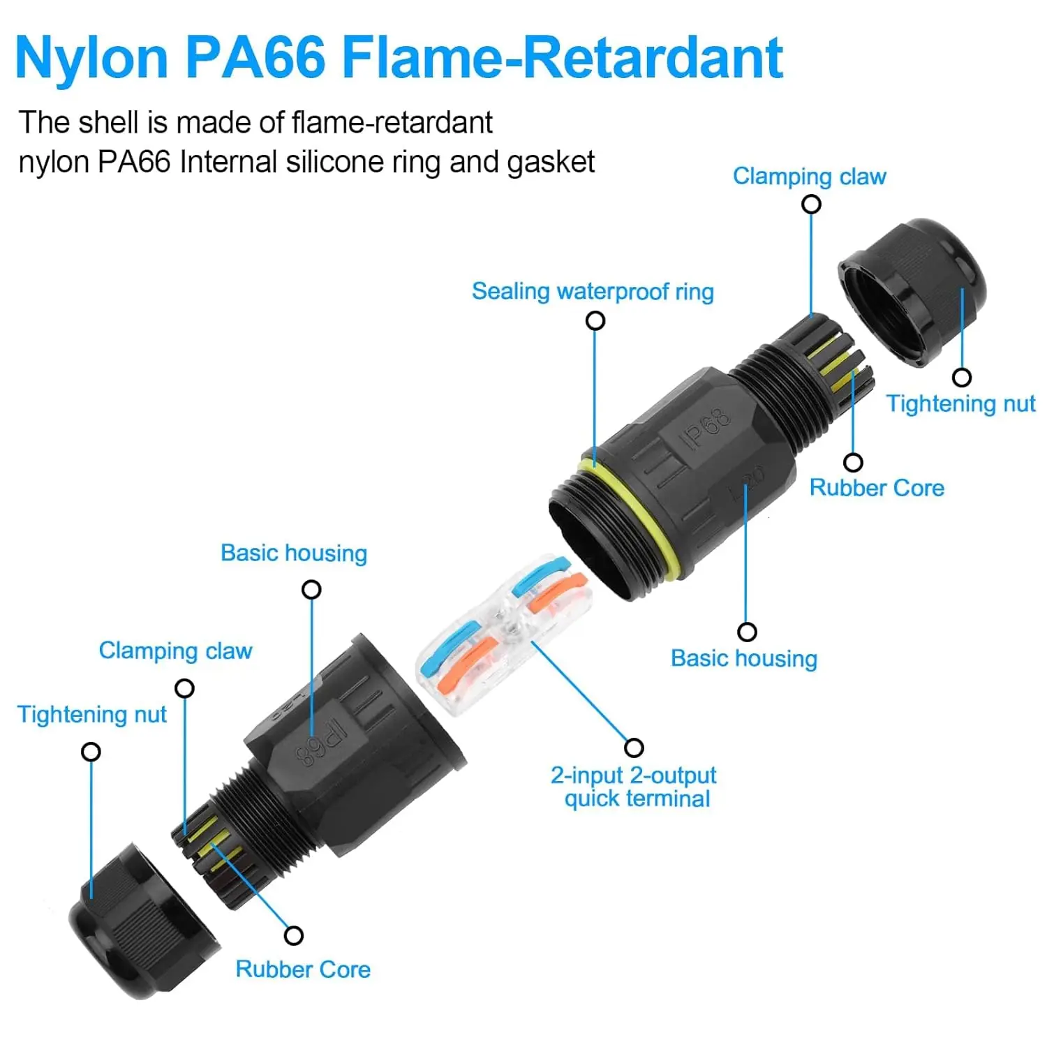 IP68 Waterproof Joint Wire Quick Connection Waterproof Connector 2/3 Pin Solder Less LED Lamp Wiring Outdoor Rainproof Terminal