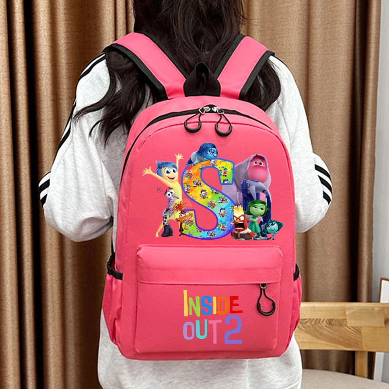 Inside Out 2 Letter A-Z Kawaii Backpack New Disney Girls Anime School Bags Kids Outdoor Travel Fashion Knapsack Children Gift