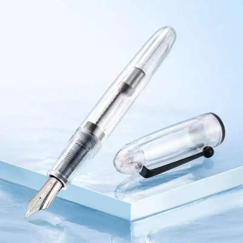 JinHao 9019 Fountain Pen Transparent white Spin Pen 40MM Nib Stationery Office School Supplies Writing Ink Pens