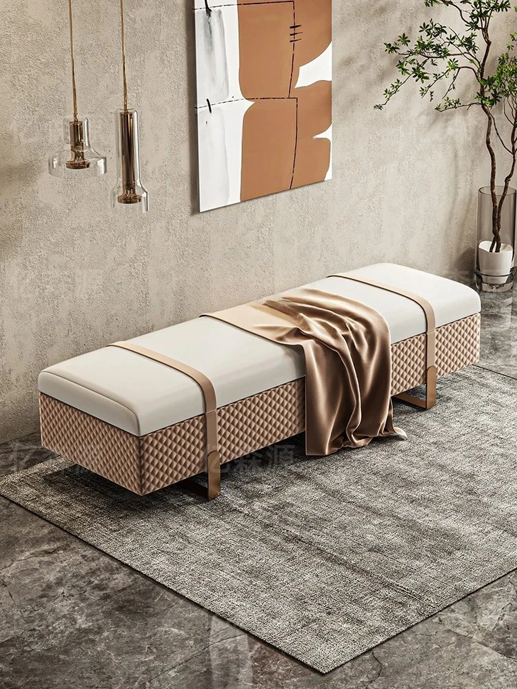 NNLight Luxury Bedroom Bed End Stool High-End Villa Design Bench Home Doorway Shoes Changing Living Room Sofa Stool