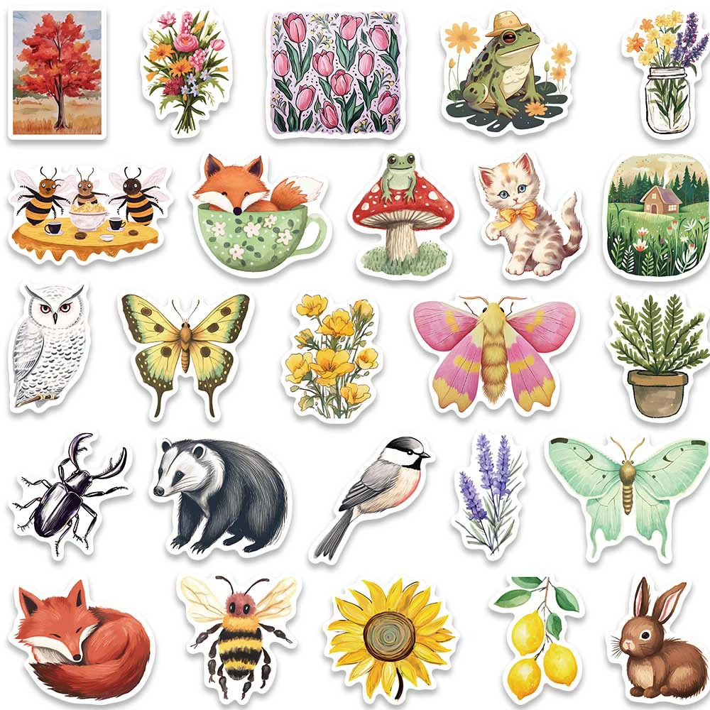 10/30/50 Stuks Leuke Magische Bos Dier Plant Graffiti Stickers Cartoon Decals Voor Scrapbook Laptop Gitaar vintage Sticker Voor Gift