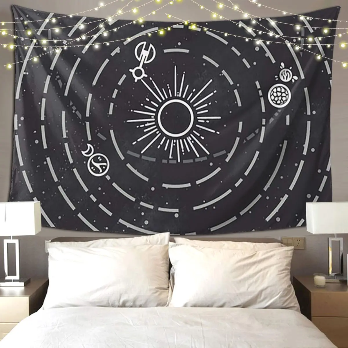 Outer Wilds Solar System Tapestry Funny Wall Hanging Aesthetic Home Decoration Tapestries for Living Room Bedroom Dorm Room