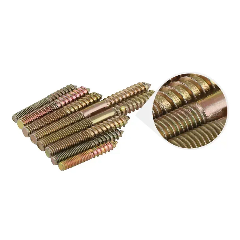 1/2/3/4/5/8/10Pcs M6 M8 Hanger Bolt Wood To Metal Dowels Double Ended Furniture Fixing Self Tapping Screws Wood Thread Stud