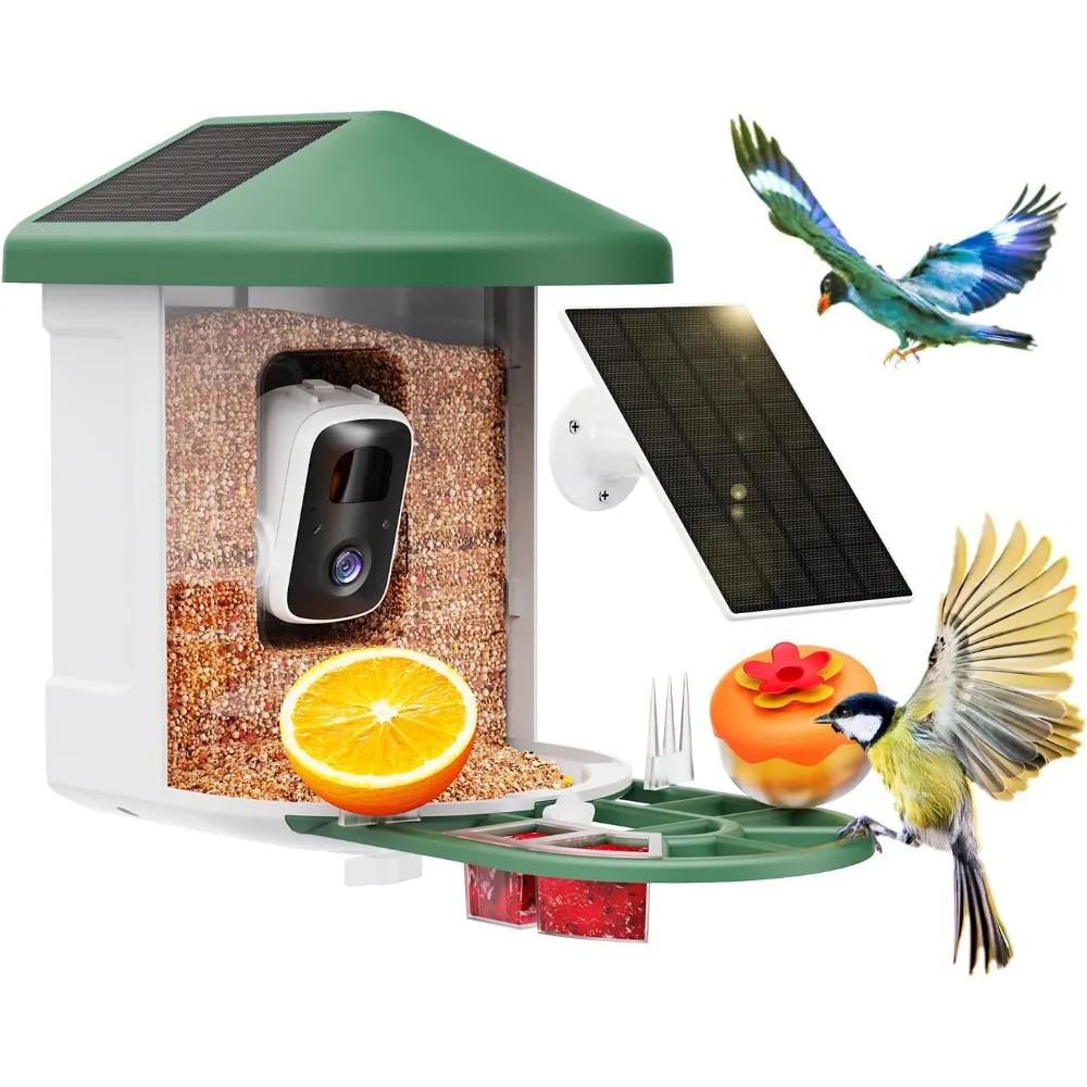 Solar Powered Smart Bird House with AI Camera 2K HD Video Live Stream Bird Species Identification Instant Arrival Alerts-NEW