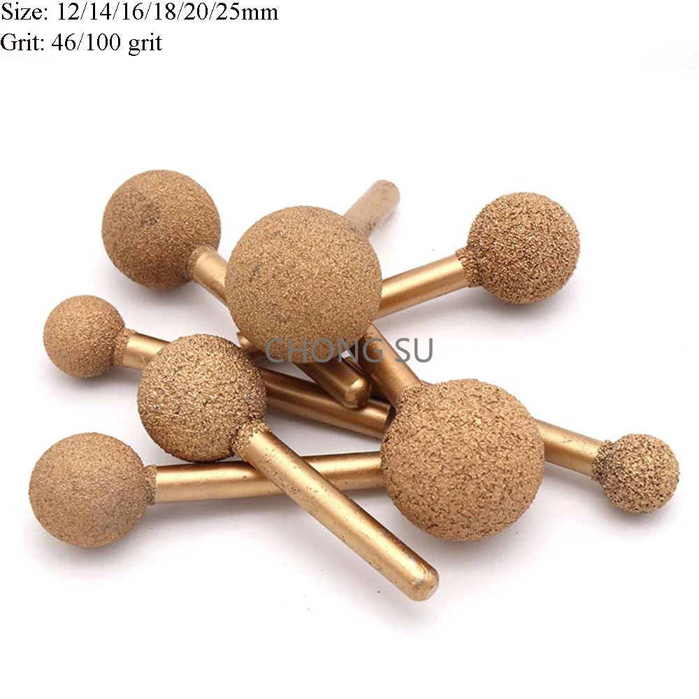 

1PCS 12-25mm Ball Diamond Grinding Burr Engraving Bit 1/4'' Shank Coarse/Fine Grinder