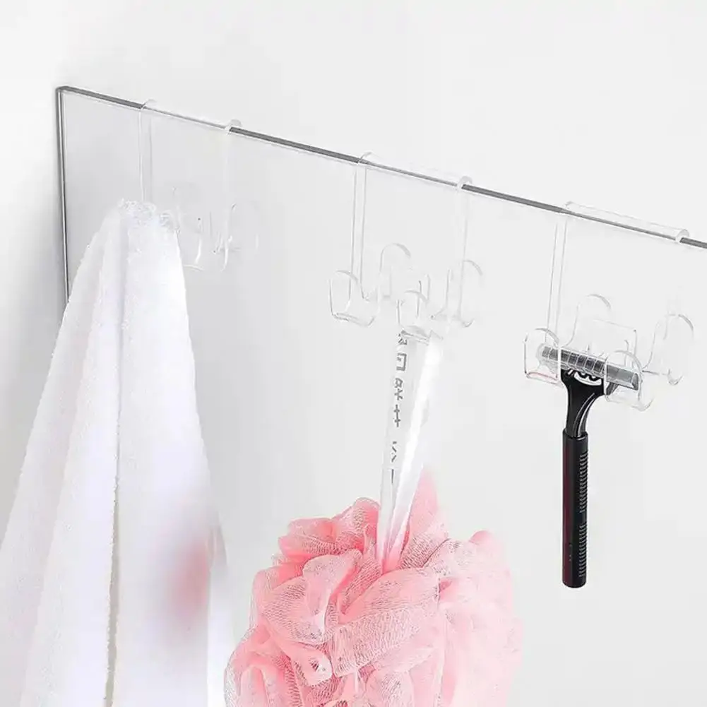 Acrylic Towel Hook Shower Hook Transparent Shower Door Hook with Strong Load Bearing Anti-slip Design for Towels Clothes