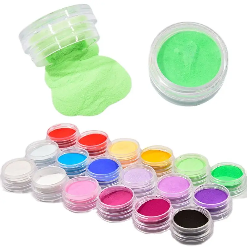 18 Colors/lot Acrylic Nails Powder Acrylic Powder For UV Nail Art Polymer Builder New Carving Pattern 3d Manicure Acrylic Powder