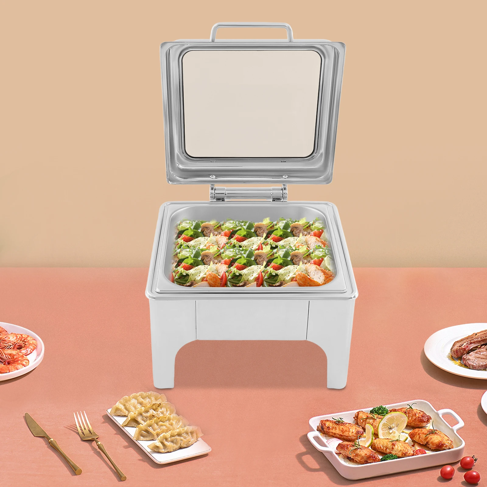 

6.34Qt Stainless Steel Food Warmer Buffet Chafing Dish Set Table Mount Rectangle for Gatherings Restaurants