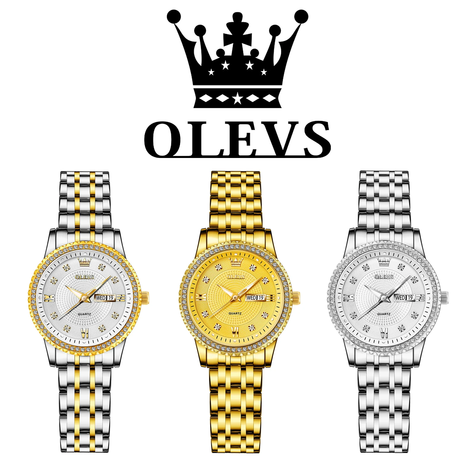 OLEVS Elegant Top Brand Women\'s Quartz Watches Stainless Steel Trend Fashion Waterproof Watch for Women Casual Lady Wrist Watch