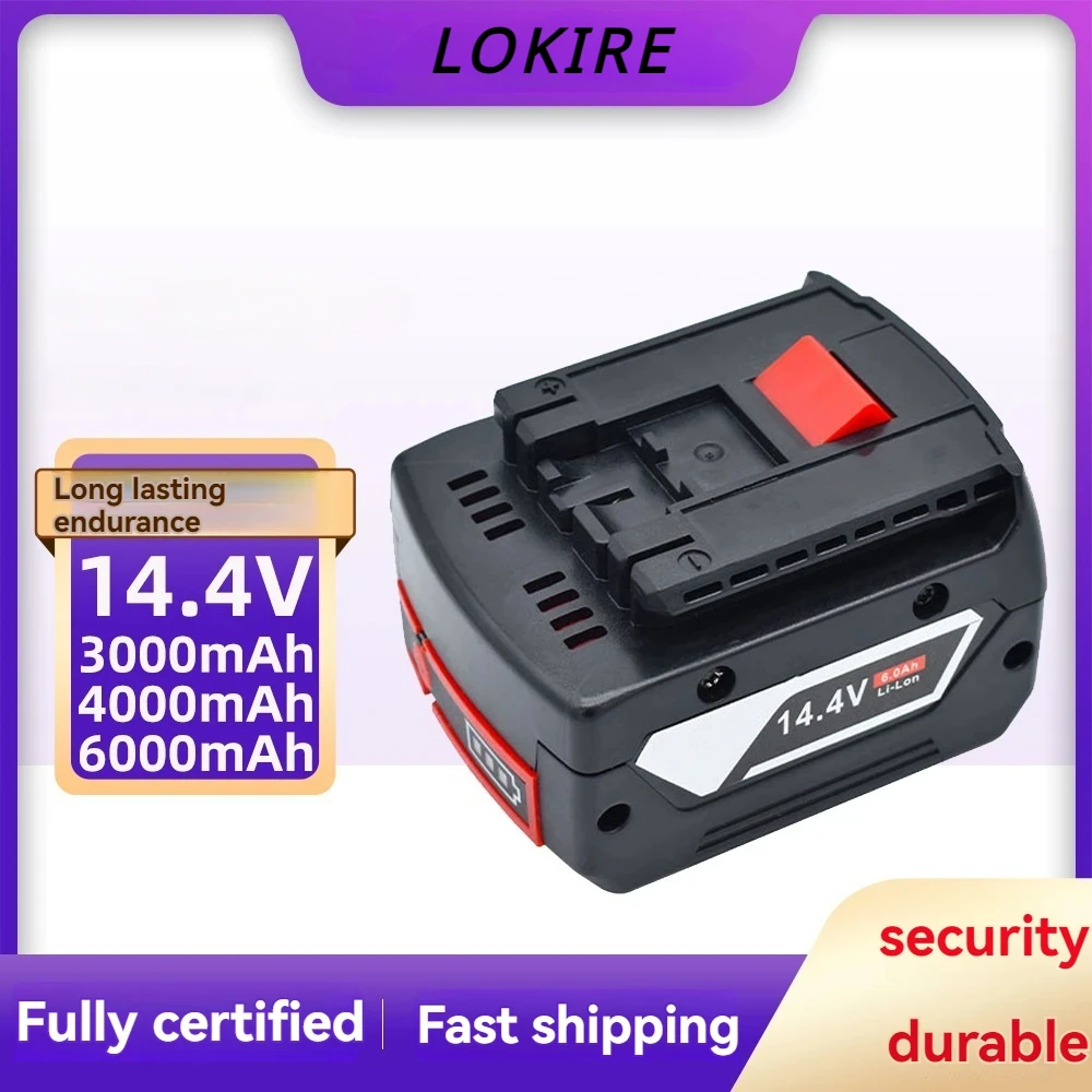 

14.4V 6000mAh rechargeable lithium battery pack, suitable for Bosch cordless drill screwdrivers BAT607, BAT607G, BAT614, BAT614G