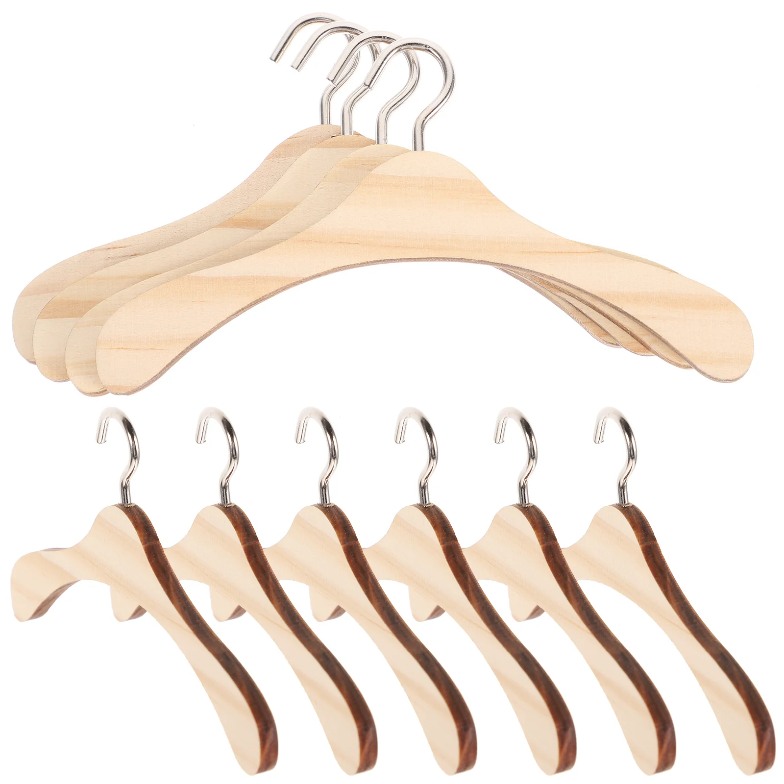 10 Pcs Wooden Clothes Hanger Baby Dress Bamboo Dolls Accessory 1/3 BJD Child Reborn Accessories