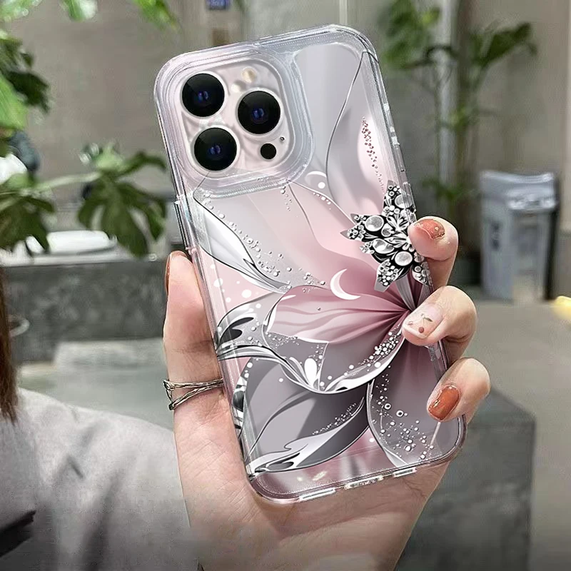 Blumenmuster Bemalte Transparente Kreative Handyhülle für Xiaomi 17 Pro Max 15 14 13 12 Pro 15 14 ULTRA 15 14 13 T Stoßfeste Hülle – Detail 6