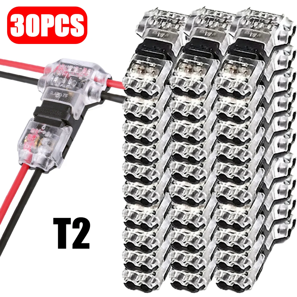 10-50PCS Laagspanningsdraad splice connectoren Snelle Soldeerloze T Tap Connector 1/2 Pins Rock Solid Connector voor 24-20 AWG Kabel
