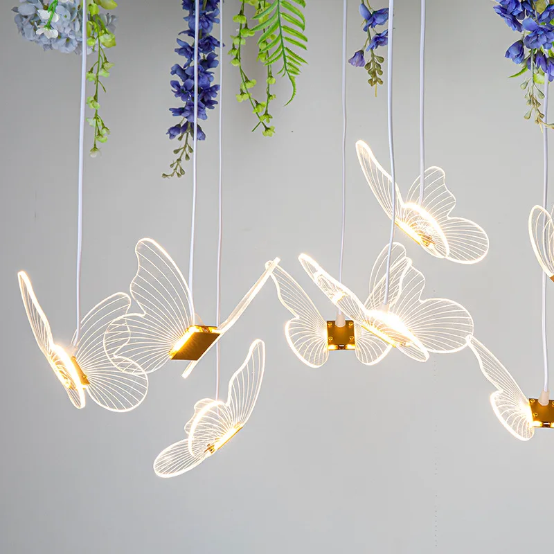 Modern Butterfly Pendant Lamp Landscape Atmosphere Lamps Indoor Butterfly Lights for Home Wedding Decoration LED String Light