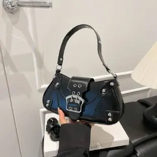 

New Women's Locomotive Style Underarm Bag Personalized Rivet Decoration Premium Texture Fashion Shoulder Messenger Bag