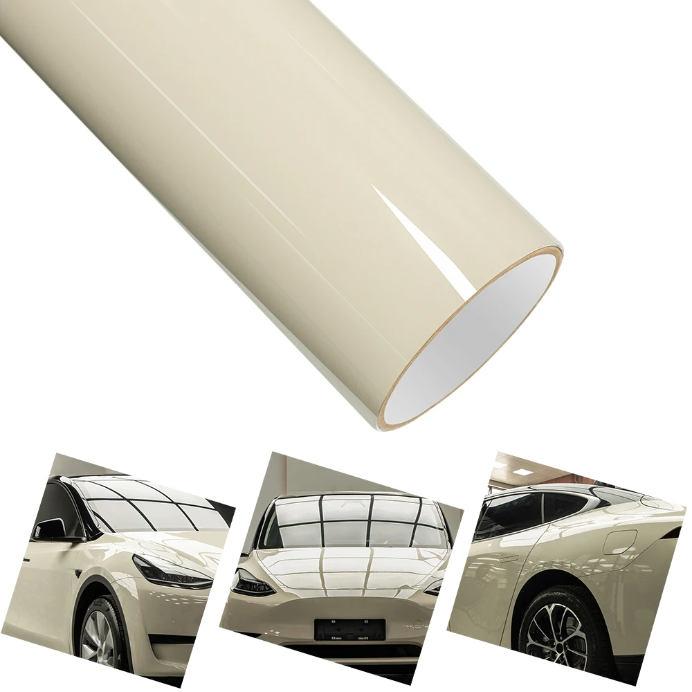 

PET Crystal Sahara Yellow Car Vinyl Film Auto Wrapping Decal With Air Release Self-Adhesive Motorcycle Car Body Decor Sticker