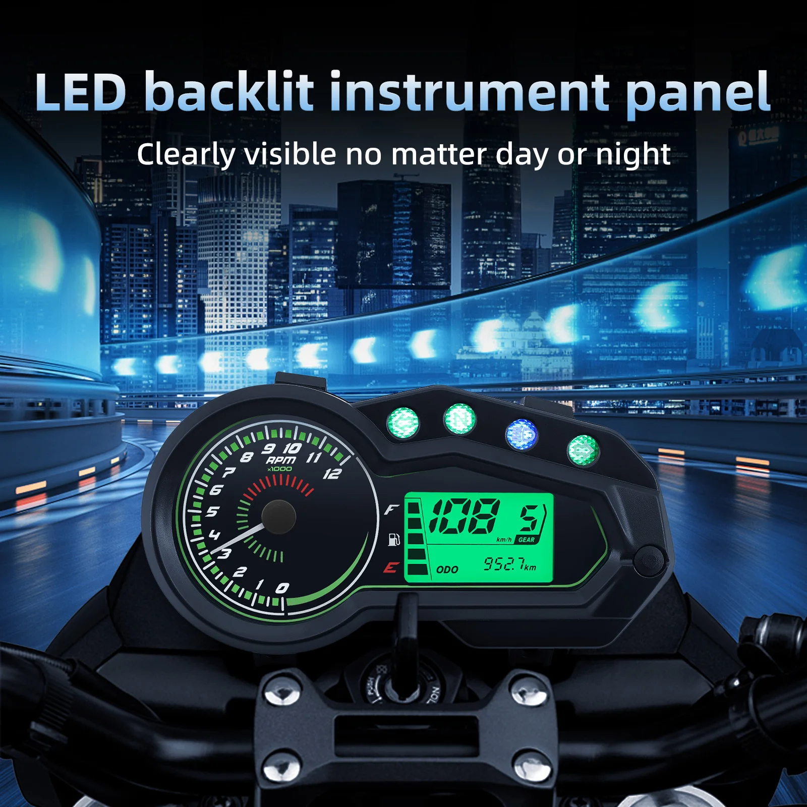 Motorcycle Speedometer 12K RPM Tachometer Gauge Multifunctional Instrument Speed Oil Level Display Suitable For 12V Motorcycles