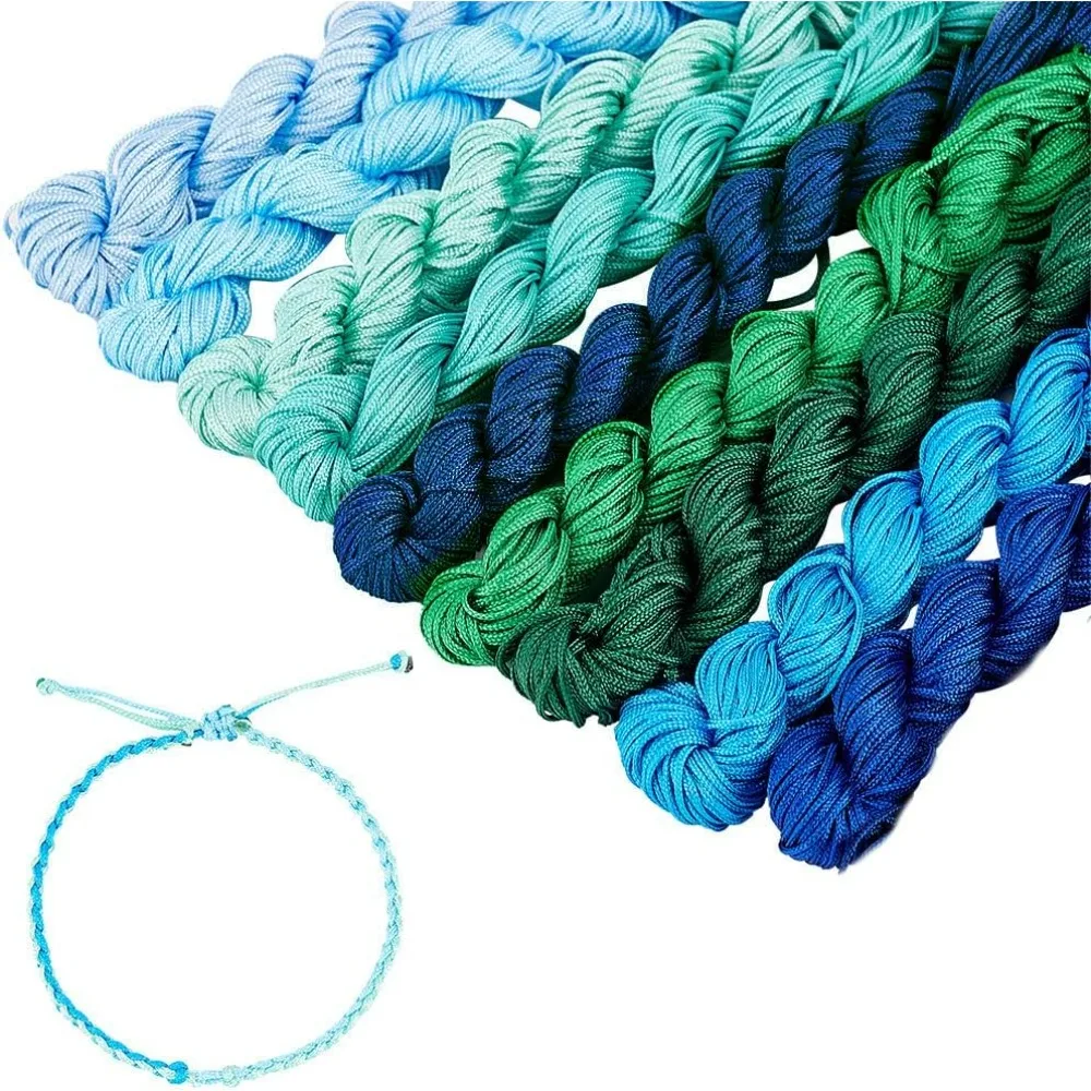 2mm Blue Nylon Beading String Chinese Knotting Cord Braided Bracelet Cord Kumihimo Macrame Thread String Cord for Making Kit