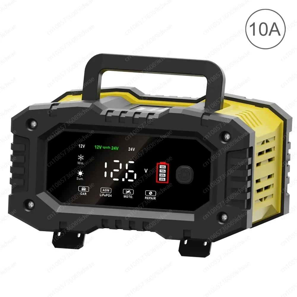 20A/10A Car Motorcycle Battery Charger 12V/24V Smart Charger Lithium AGM GEL Lead-Acid LiFePO4 Battery Chargers1 Set