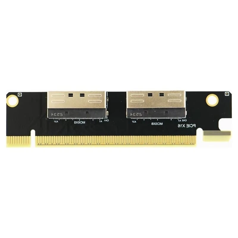 Carte d'extension PCIe 4.0 X16 de qualité supérieure, adaptateur répartiteur de bifurcation PCIe vers double MCIO X8 pour l'entraînement IA des GPU et le rendu VFX.