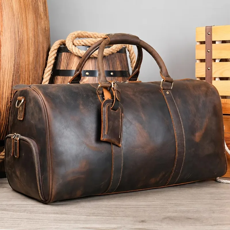 Unisex Genuine Leather Animal Print Tote Bag with Soft Handle—durable and Portable, Perfect for Travel and Outdoor Use